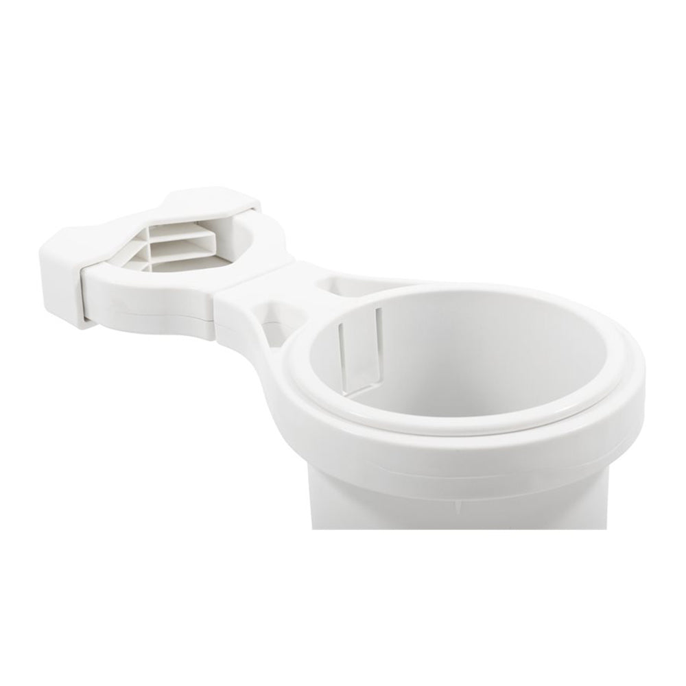 Camco Clamp-On Rail Mounted Cup Holder - Large for Up to 2" Rail - White [53083] Secondary image