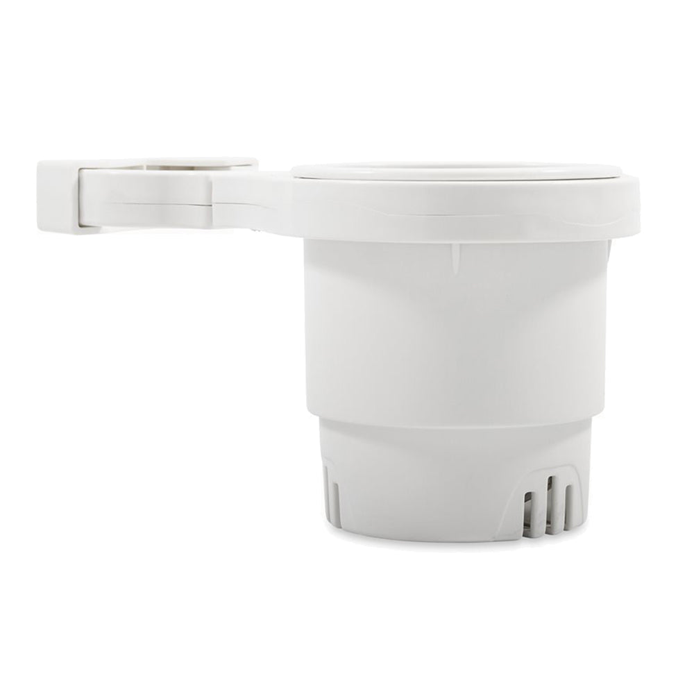 Camco ClampOn Rail Mounted Cup Holder  Large for Up to 2 Rail  White 53083 Main image