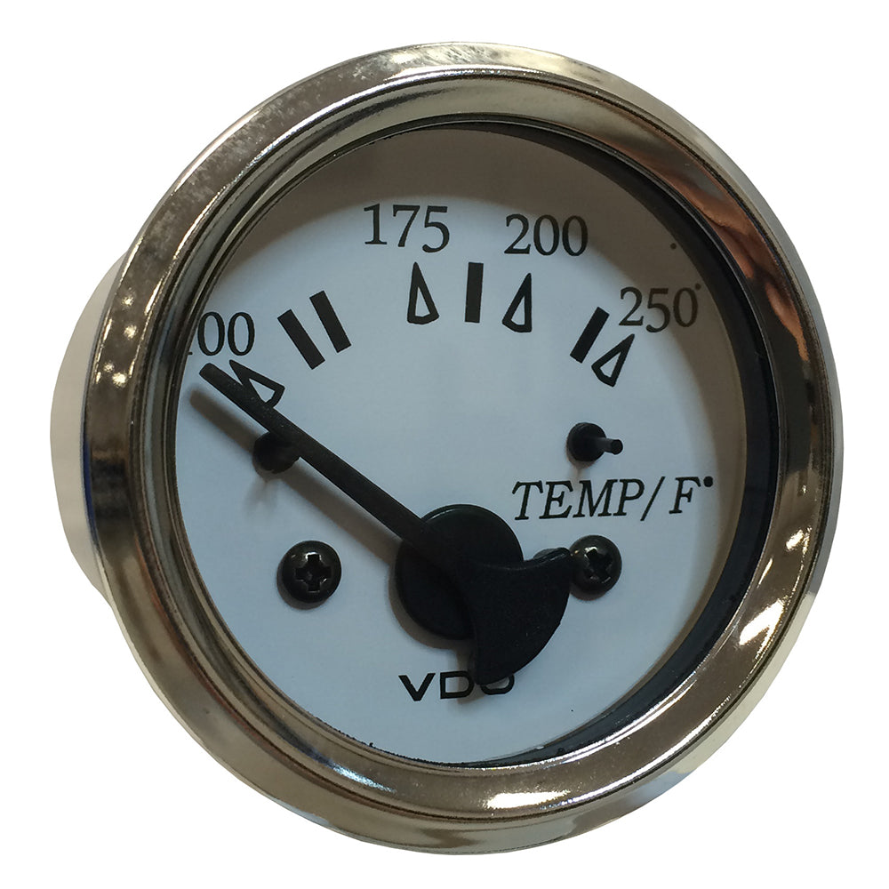 VDO Cockpit Marine 52MM 2116 Water Temp Gauge  0250F  White DialChrome Bezel 31015277 Main image