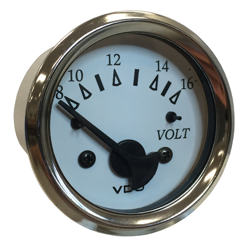 VDO Cockpit Marine 52MM 2116 Voltmeter  White DialChrome Bezel 33215282 Main image