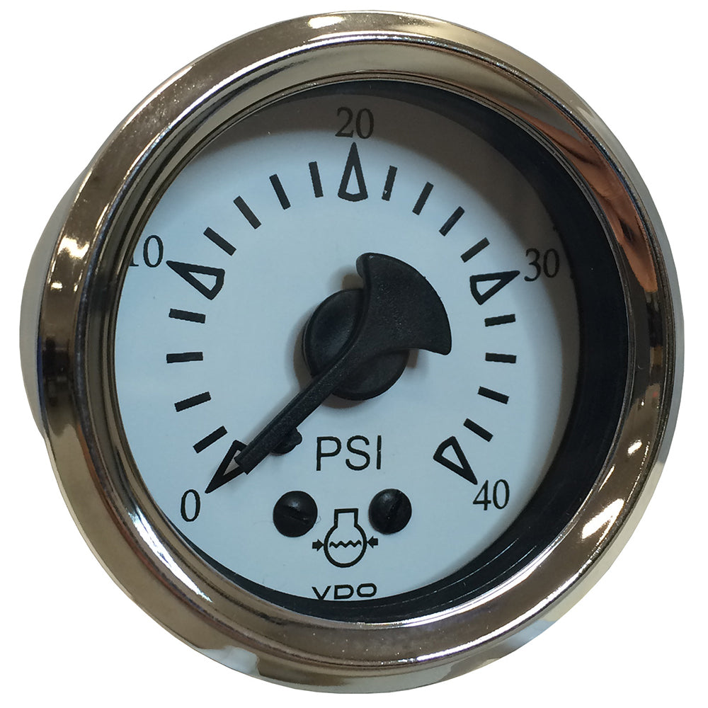VDO Cockpit Marine 52MM 2116 Mechanical Water Pressure Gauge  White DialChrome Bezel 15015283 Main image