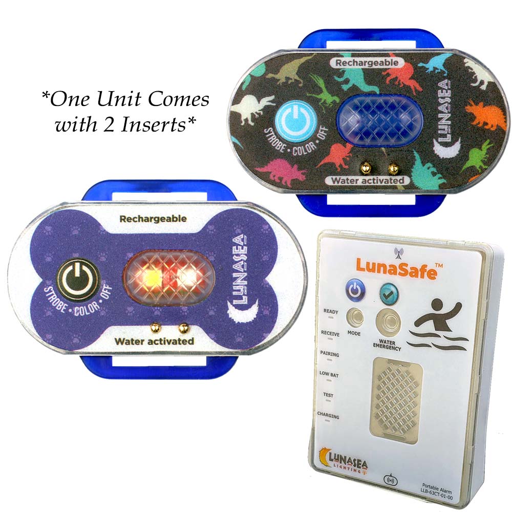 Lunasea ChildPet Safety Water Activated Strobe Light wRF Transmitter  Portable AudioVisual Receiver  Blue Case Main image