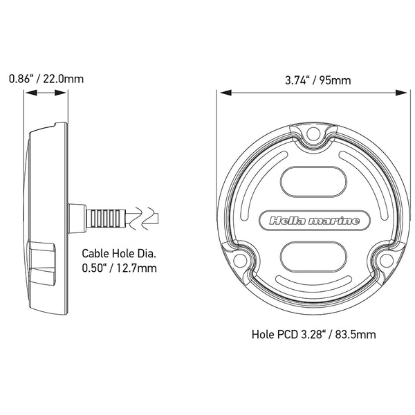 Hella Marine Apelo A2 Blue White Underwater Light  3000 Lumens  Black Housing  Charcoal Lens wEdge Light 016147001