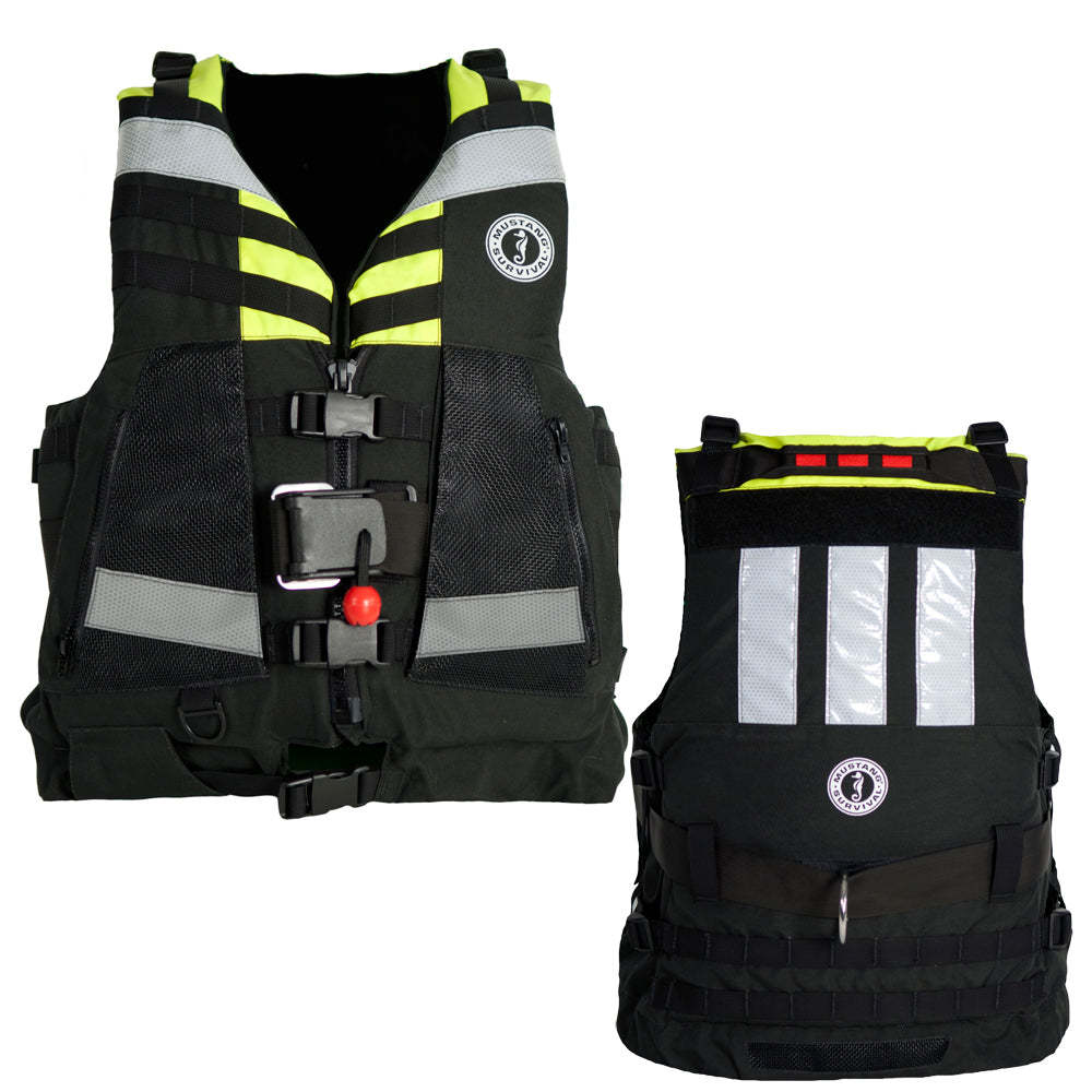 Mustang Swift Water Rescue Vest  Fluorescent YellowGreenBlack  Universal MRV150022510206 Main image