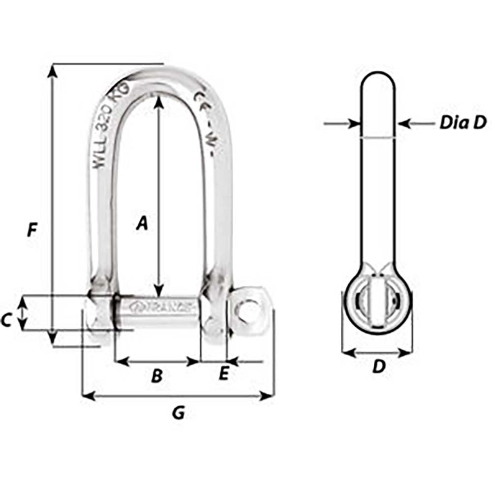 Wichard Self-Locking Long D Shackle - Diameter 6mm - 1/4" [1213W] Secondary image