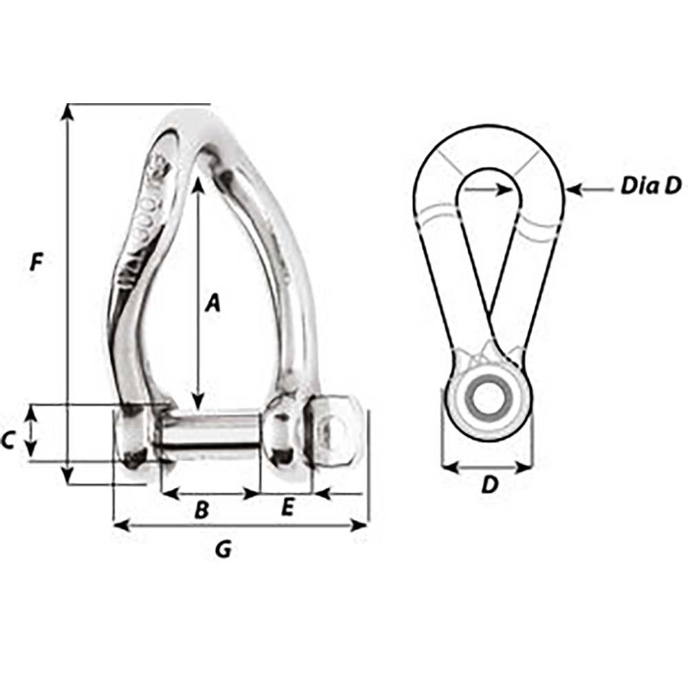 Wichard Self-Locking Twisted Shackle - Diameter 6mm - 1/4" [1223W] Secondary image