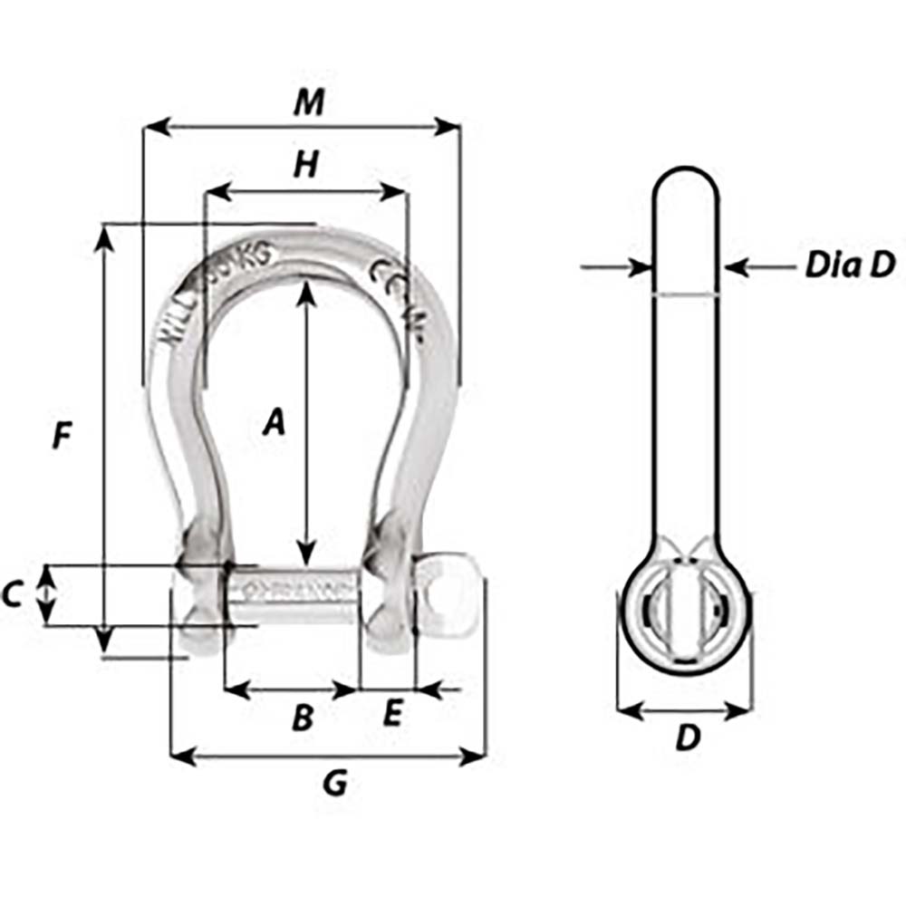 Wichard Self-Locking Bow Shackle - Diameter 6mm - 1/4" [1243W] Secondary image