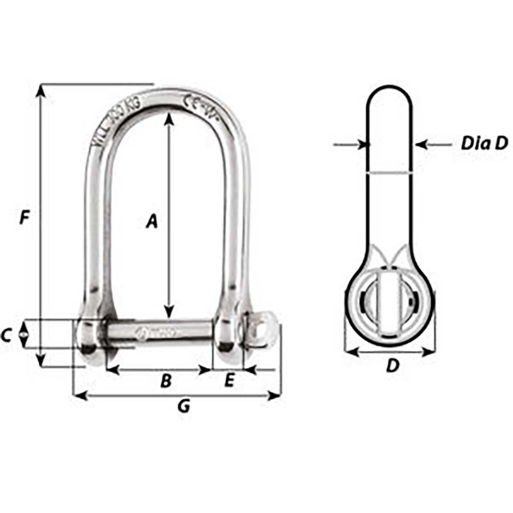 Wichard Self-Locking Large Shackle - Diameter 5mm - 3/16" [1262W] Secondary image