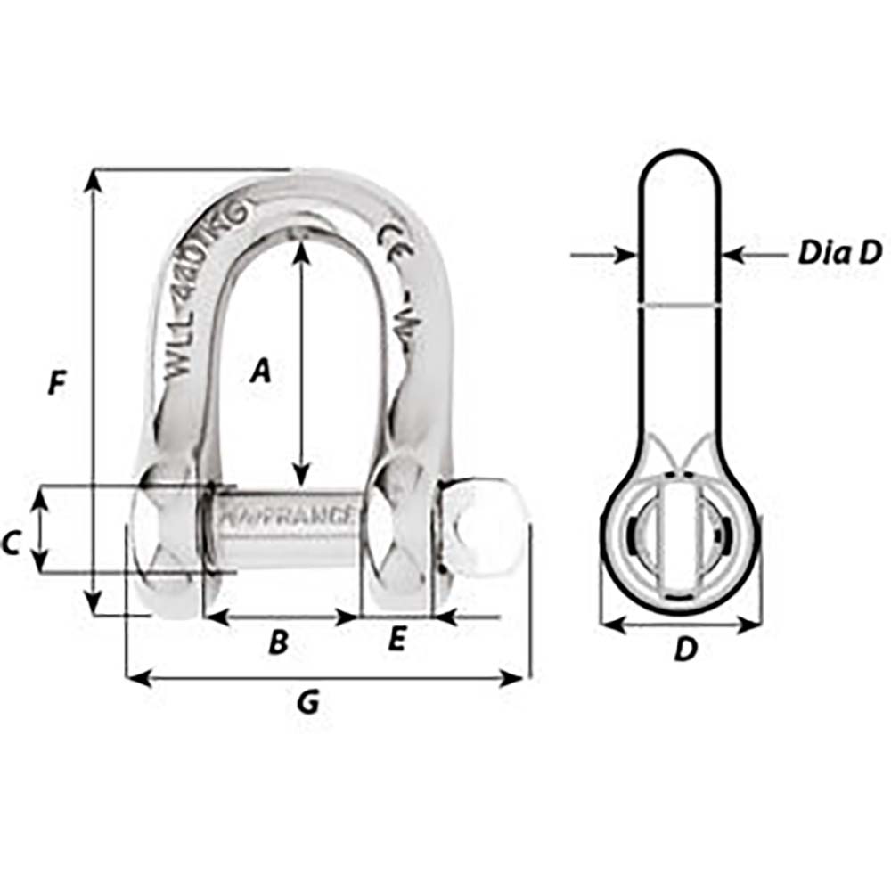 Wichard Captive Pin D Shackle - Diameter 12mm - 15/32" [1406W] Secondary image