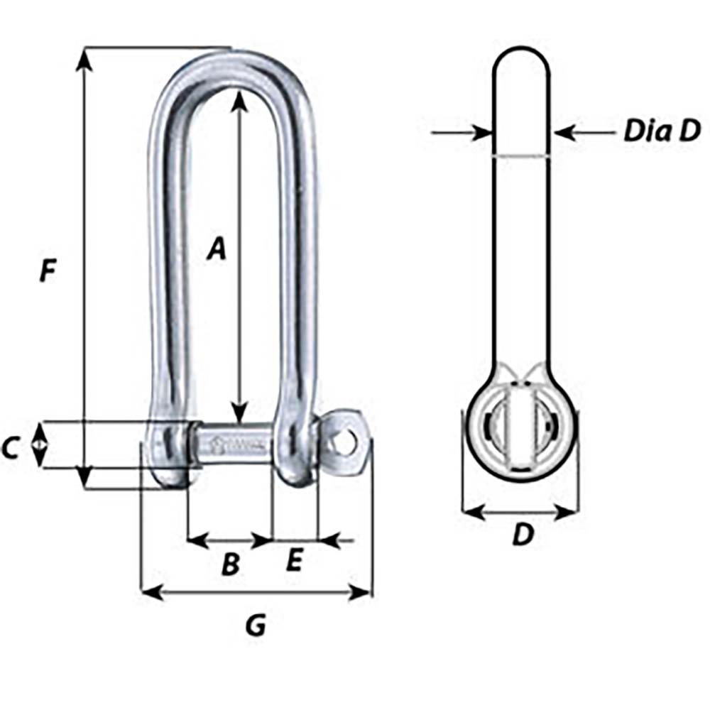 Wichard Captive Pin Long D Shackle - Diameter 5mm - 3/16" [1412W] Secondary image