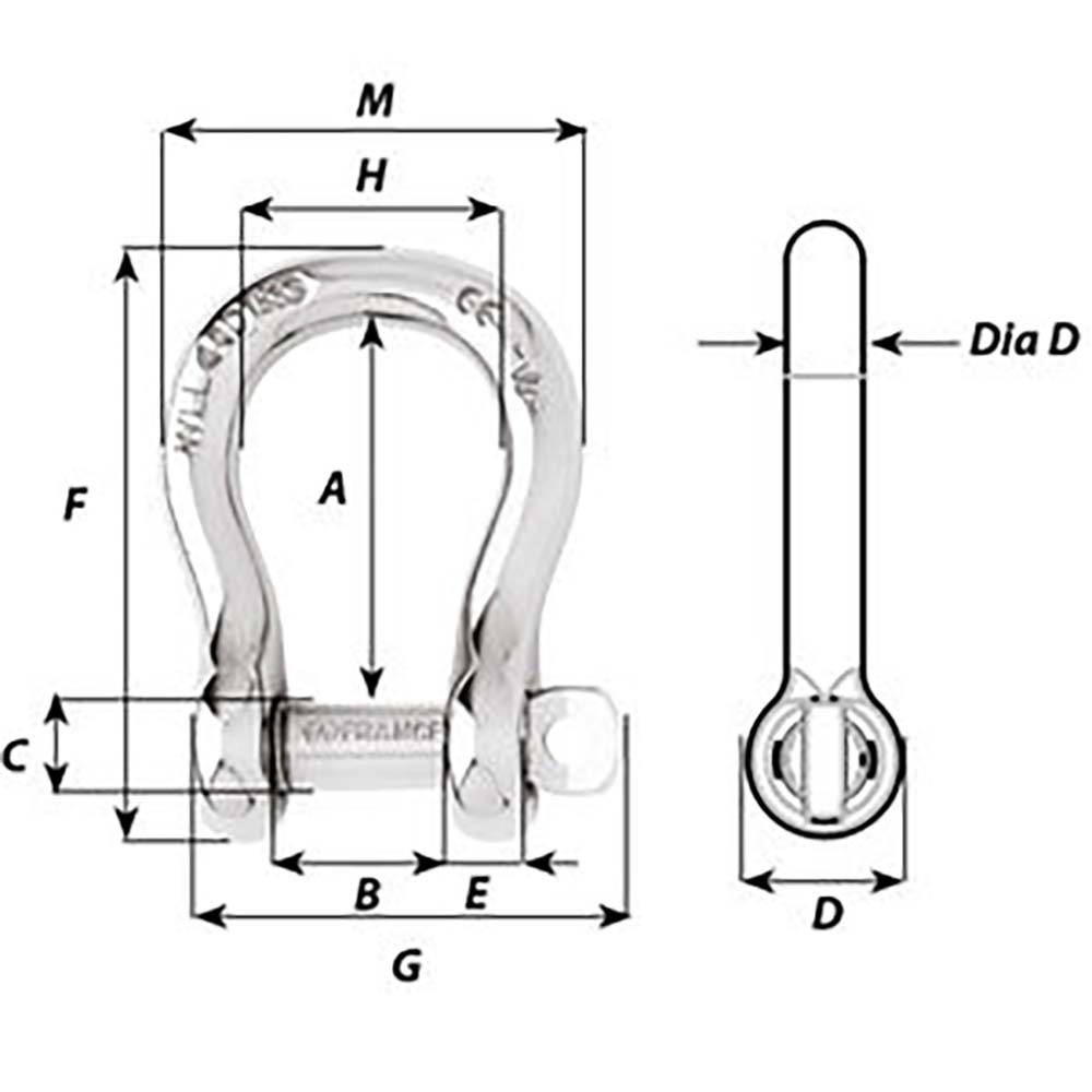 Wichard Captive Pin Bow Shackle - Diameter 8mm - 5/16" [1444W] Secondary image