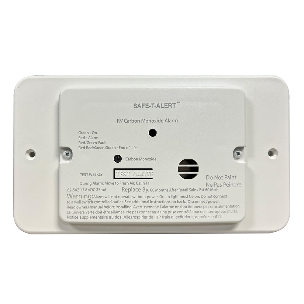 SafeTAlert 62 Series RV Carbon Monoxide  White  Flush Mount  12V wTrim Ring 62542TRWT Main image