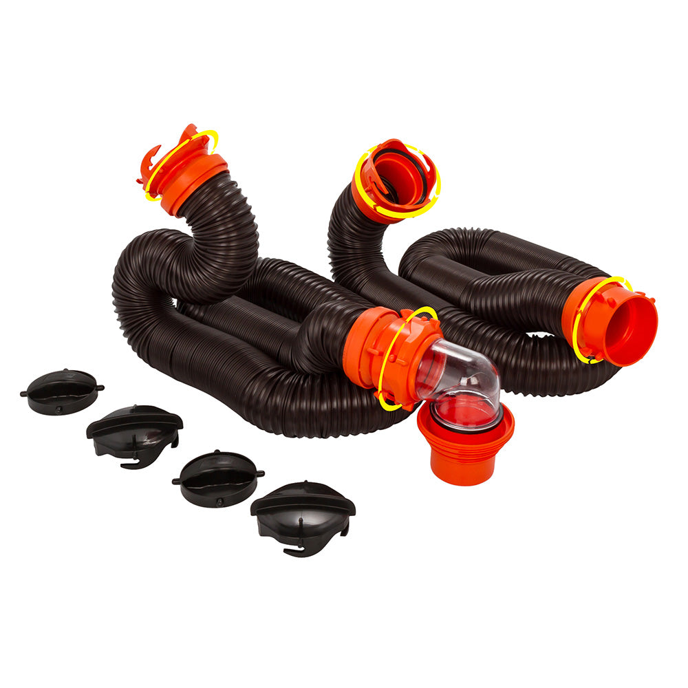 Camco RhinoFLEX 20 Sewer Hose Kit w4 In 1 Elbow Caps 39741 Main image