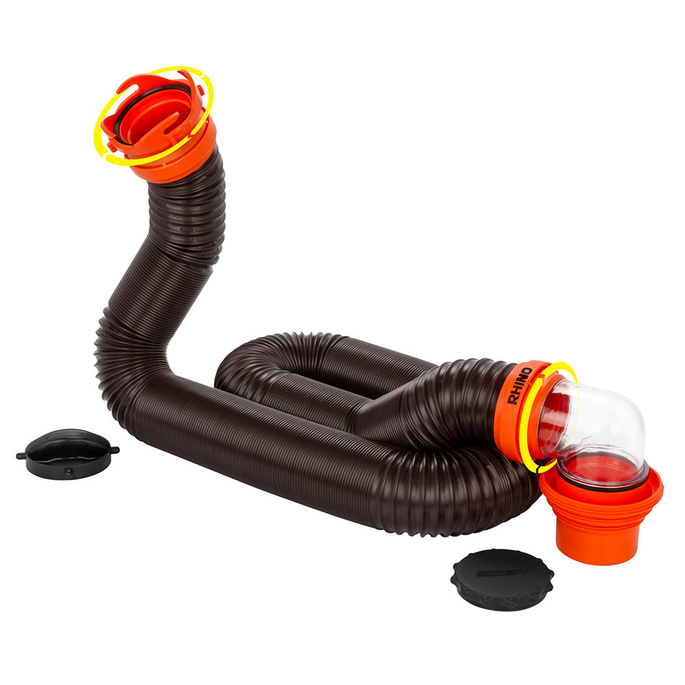 Camco RhinoFLEX 15 Sewer Hose Kit w4 In 1 Elbow Caps 39761 Main image