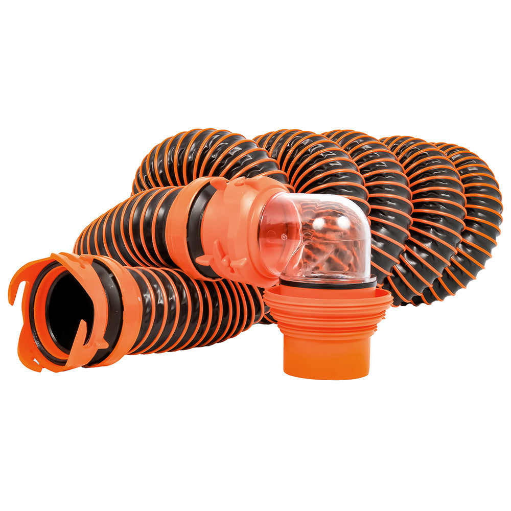 Camco RhinoEXTREME 15 Sewer Hose Kit w Swivel Fitting 4 In 1 Elbow Caps 39859 Main image