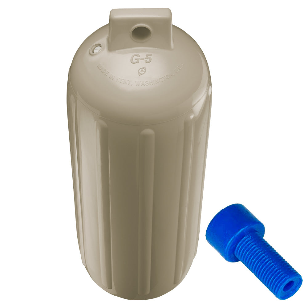Polyform G-5 Twin Eye Fender 8.8" x 26.8" - Sand w/Adapter  [G-5 SAND W/AIR ADAPTER] Secondary image