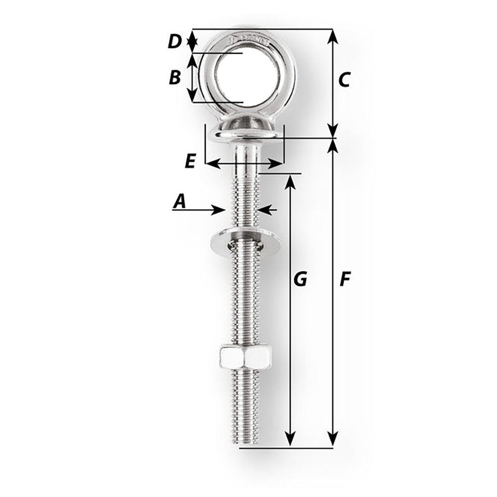 Wichard Eye Bolt - Diameter 9/16" - Length 3-5/32" [6492W] Secondary image