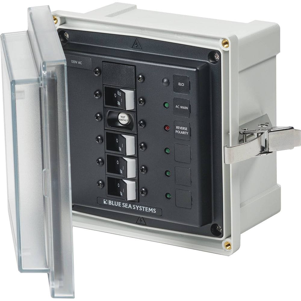 Blue Sea 3128  SMS Panel Enclosure wELCI 30A  3 Branch 15A  120V AC 3128