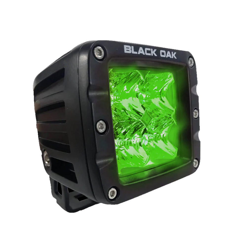 Black Oak 2 Green LED Hog Hunting Pod Light  Flood Optics  Black Housing  Pro Series 30 2GPOD3OS