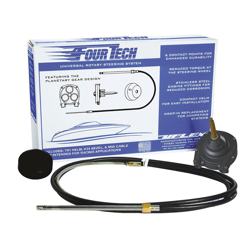 Uflex Fourtech 12 Black Mach Rotary Steering System wHelm Bezel  Cable FOURTECHBLK12 Main image