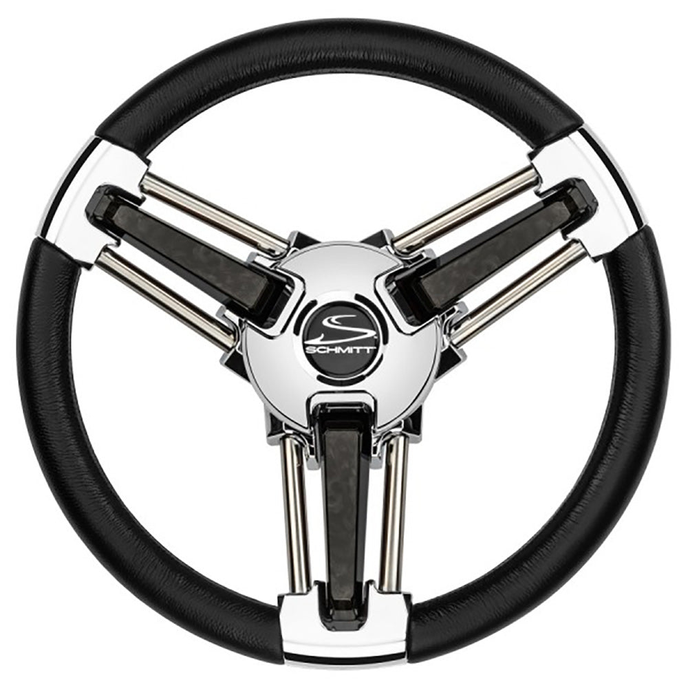 Schmitt Marine Burano Wheel 14 34 Tapered Shaft Black Polyurethane wStainless Spoke Includes Center CapNut PU1051B104R Main image