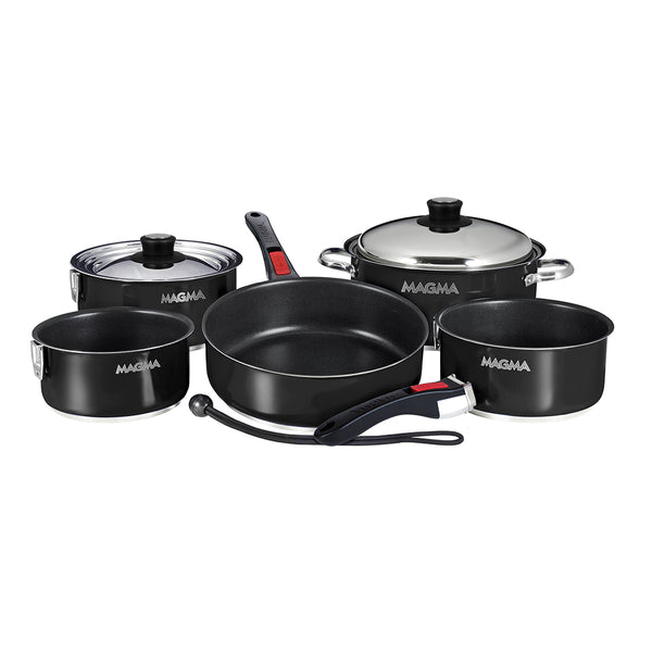 Magma Nestable 10 Piece Induction NonStick Enamel Finish Cookware Set  Jet Black A10366JB2IN