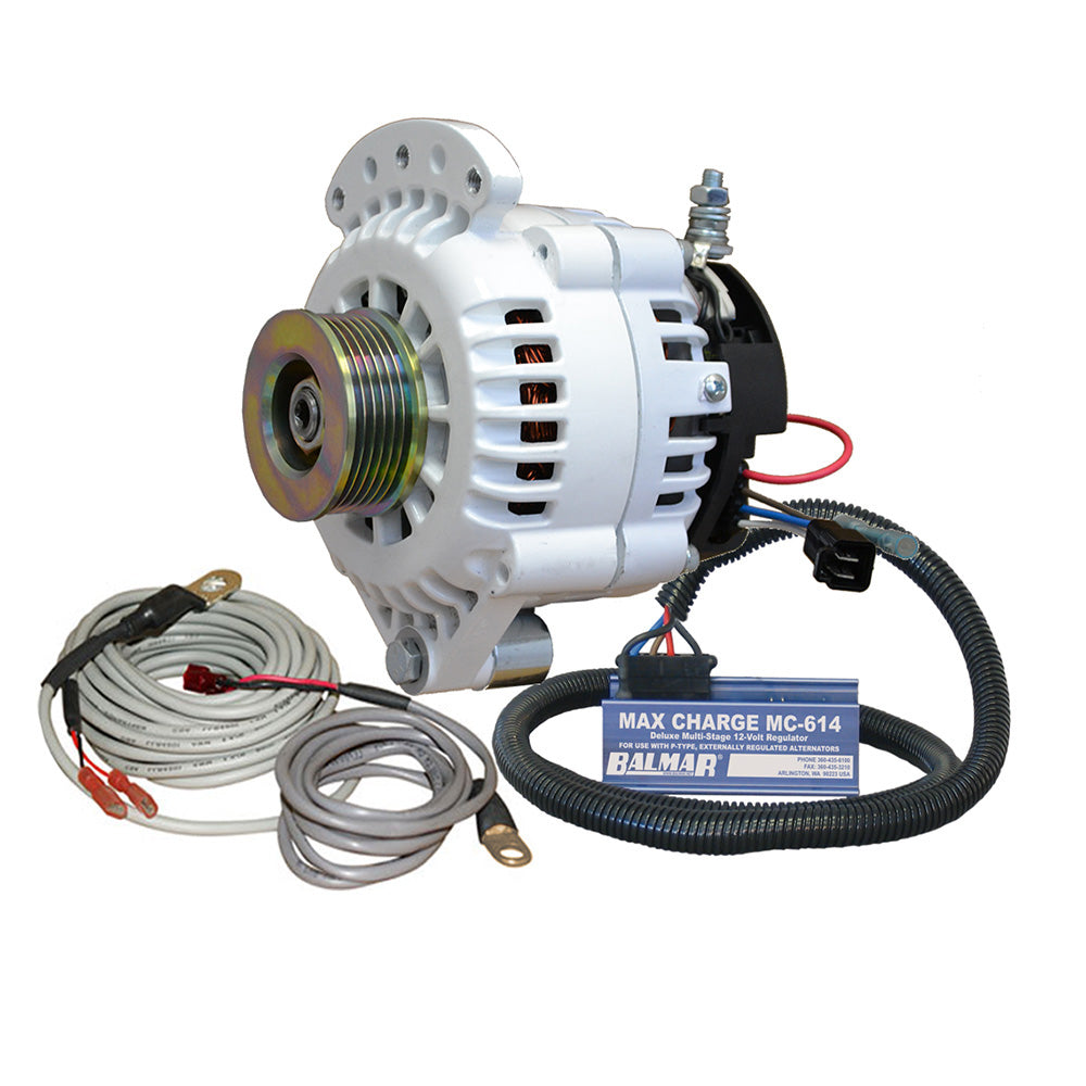 Balmar Alternator 100 AMP Kit 12V 12 Single Foot Spindle Mount K6 Pulley Regulator  Temp Sensor 621VUPMC100K6 Main image