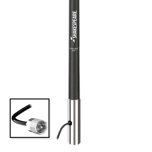 Shakespeare 5104 4 Classic VHF Antenna w15 RG58 Cable  Black 5104BLK