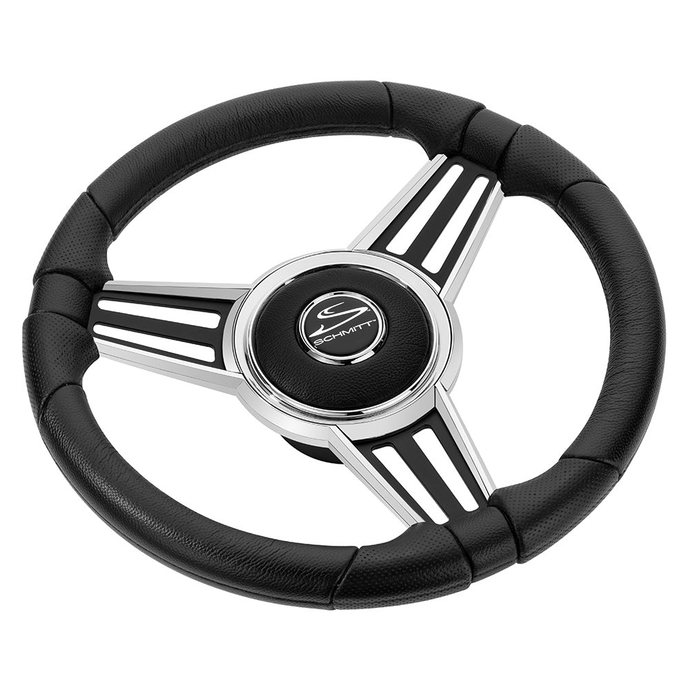 Schmitt Marine PU30 14 Wheel  Chrome Cap  Spoke Inserts  Black Spokes  34 Tapered Shaft PU30140444 Main image