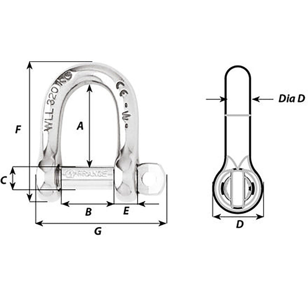 Wichard Self-Locking D Shackle - 12mm Diameter - 15/32" [1206W] Secondary image