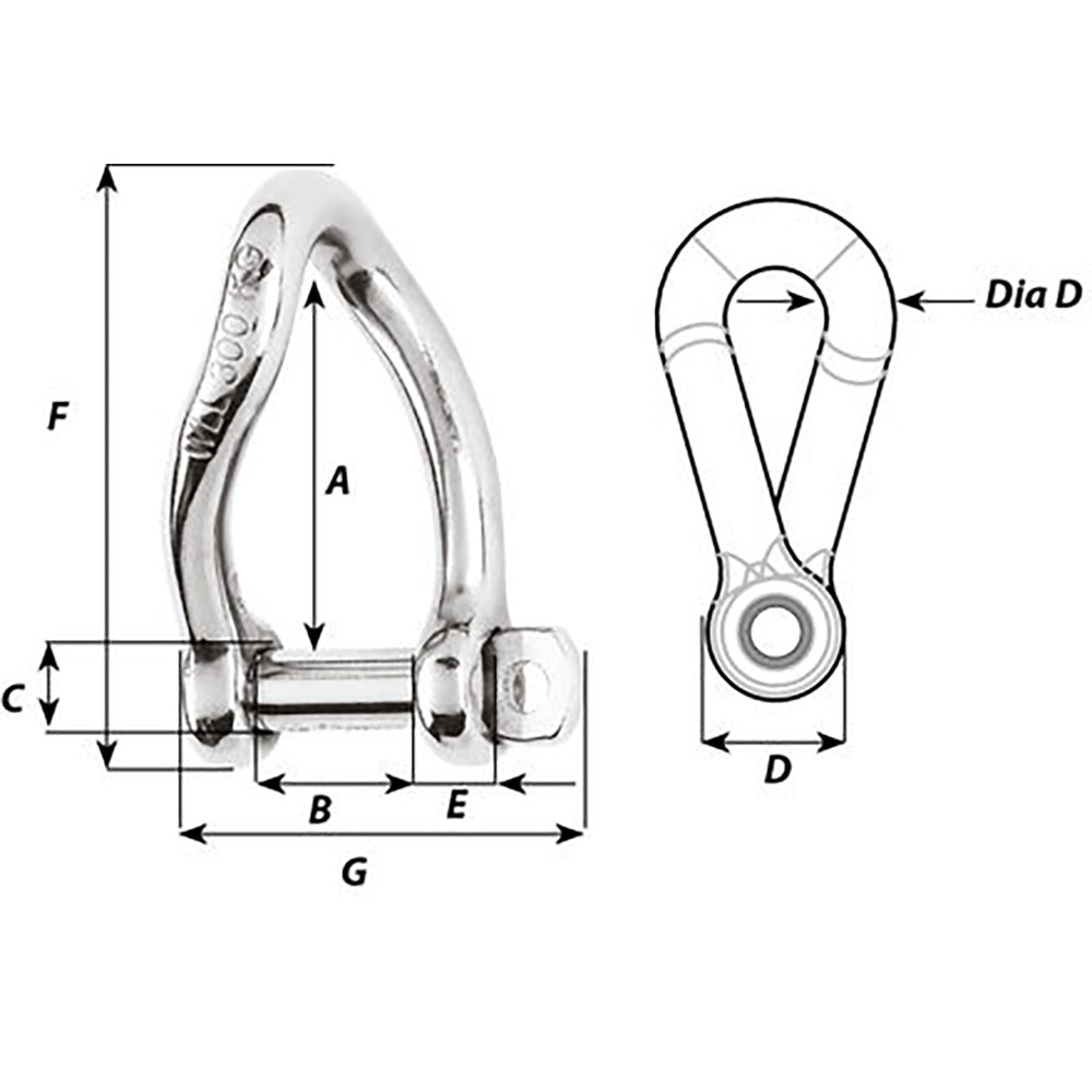 Wichard Self-Locking Twisted Shackle - 10mm Diameter - 13/32" [1225W] Secondary image