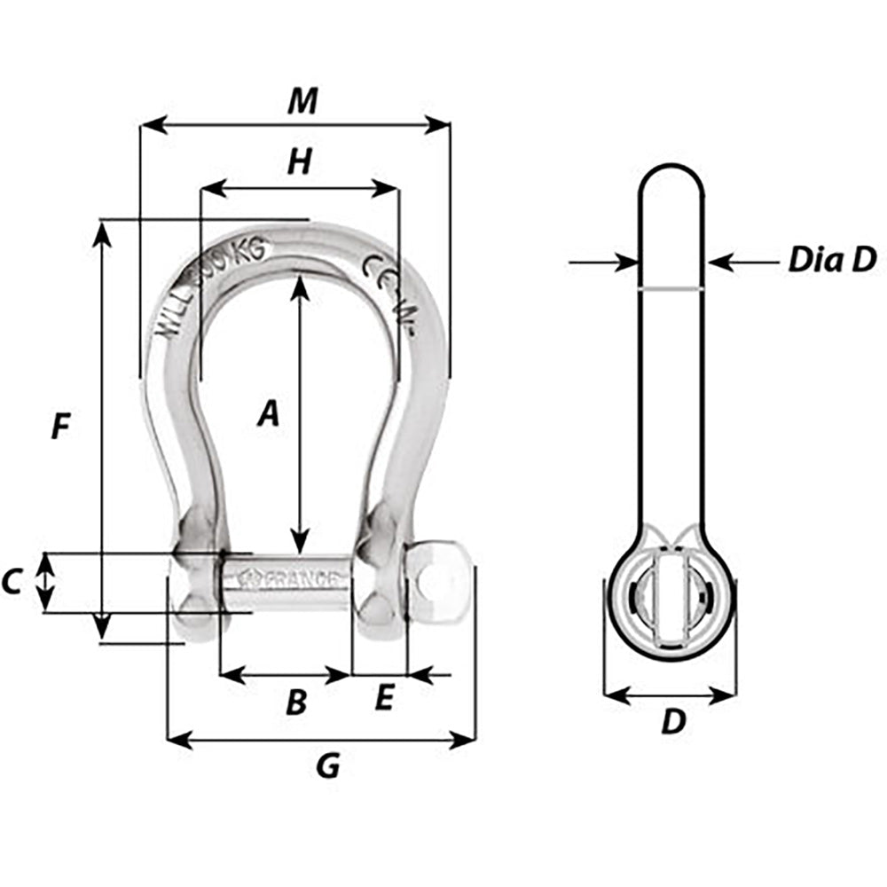 Wichard Not Self-Locking Bow Shackle - 16mm Diameter - 5/8" [1247W] Secondary image