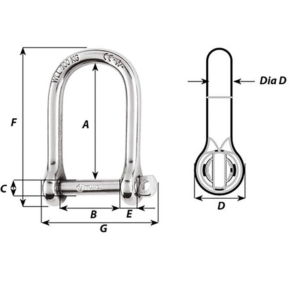 Wichard Self-Locking Large Opening Shackle - 8mm Diameter - 5/16" [1264W] Secondary image
