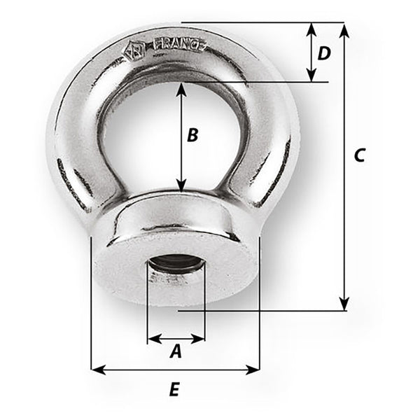 Wichard 8mm Eye Nut  Thread M10 x 150mm 6345W