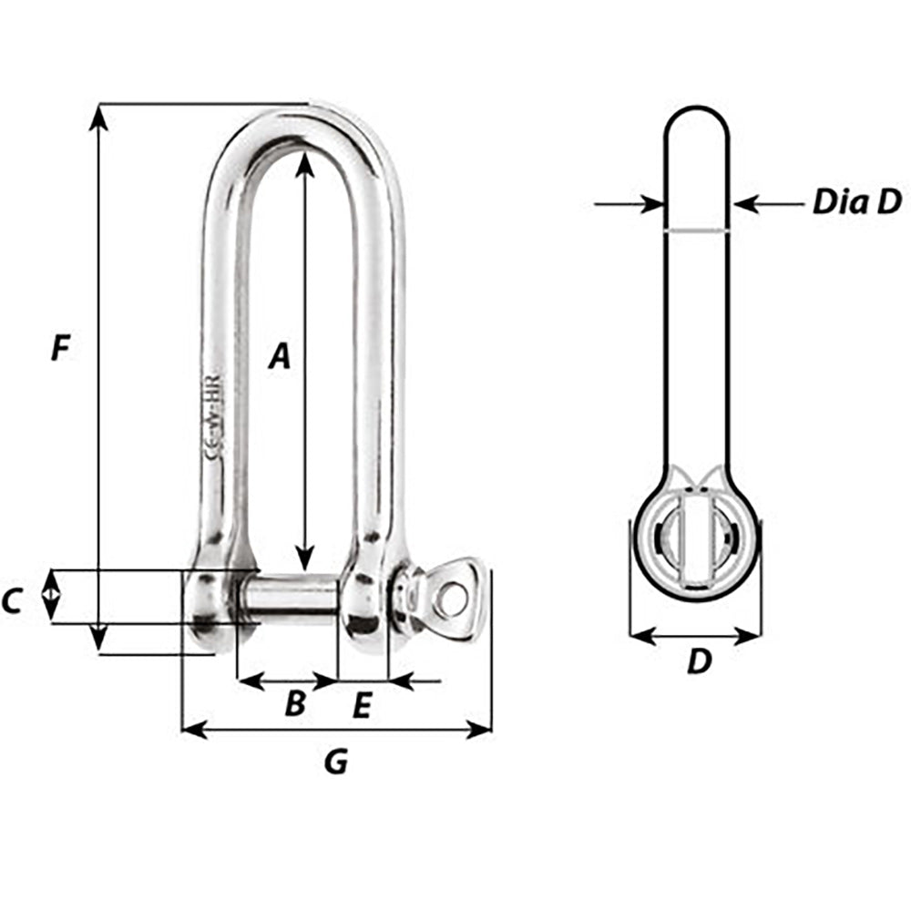 Wichard HR Long D Shackle - 10mm Diameter - 25/64" [11215W] Secondary image