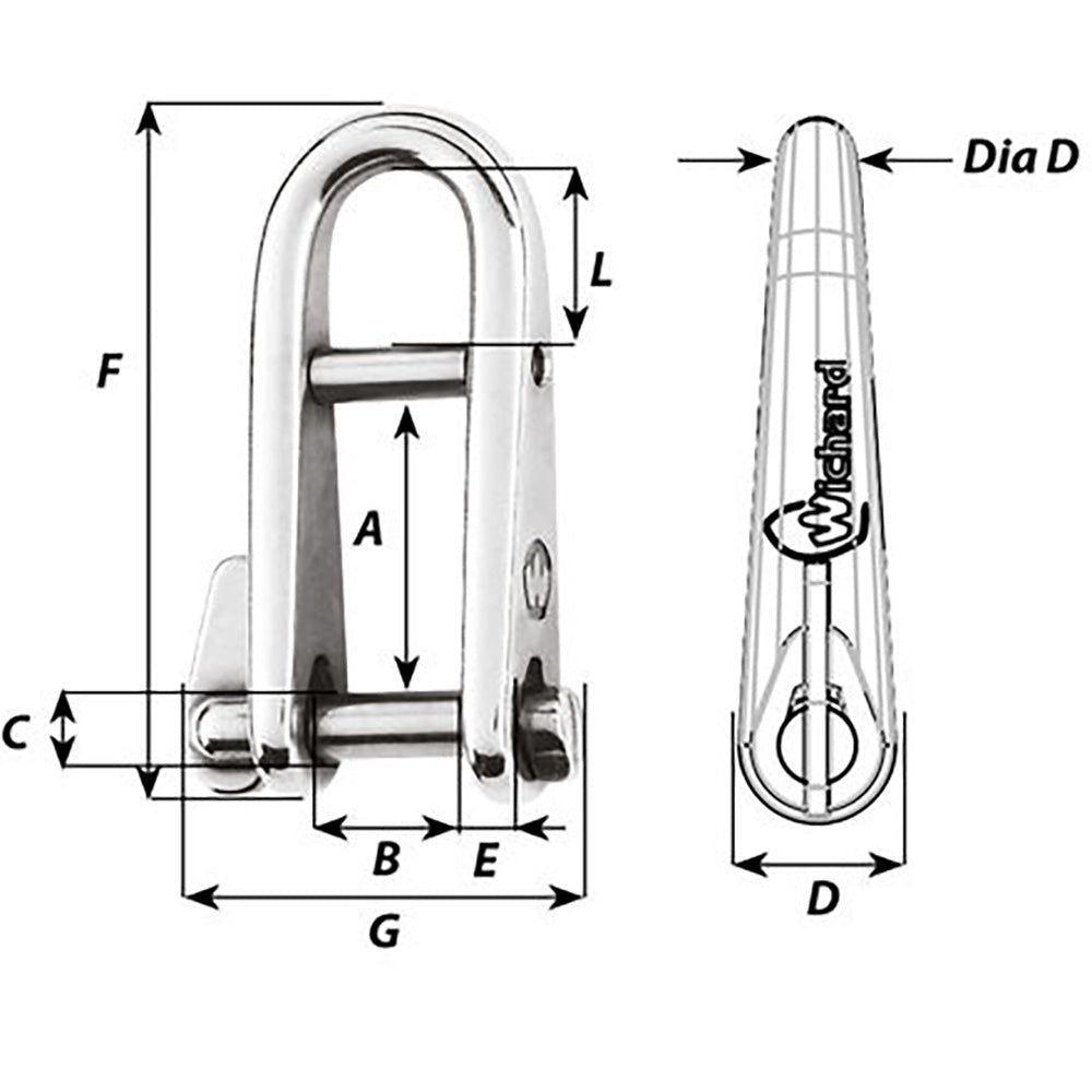 Wichard HR Key Pin Shackle With Bar - 5mm Pin Diameter [91432W] Secondary image