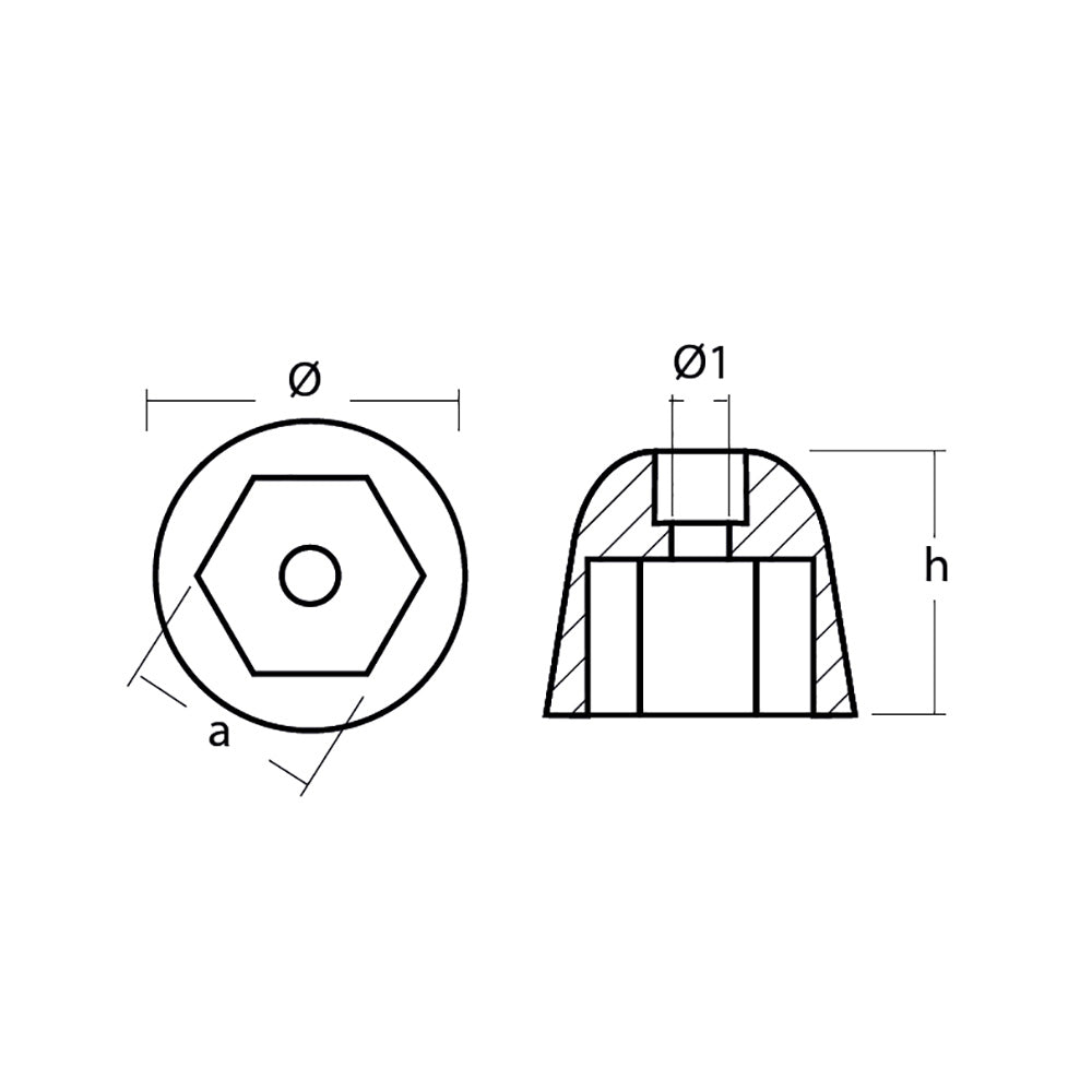 Tecnoseal Zinc Sidepower - Sleipner Propeller Nut Anode [01051] Secondary image