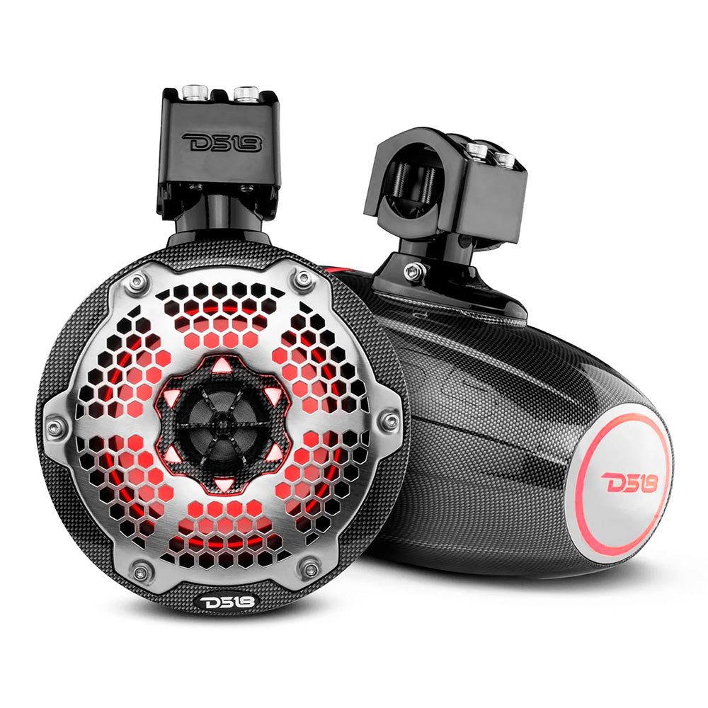 DS18 X Series HYDRO 65 Wakeboard Pod Tower Speaker wRGB LED Light  Black Carbon Fiber CFX6TP Main image