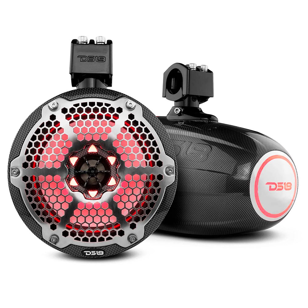 DS18 X Series HYDRO 8 Wakeboard Pod Tower Speaker wRGB LED Light  425W  Black Carbon Fiber CFX8TP Main image