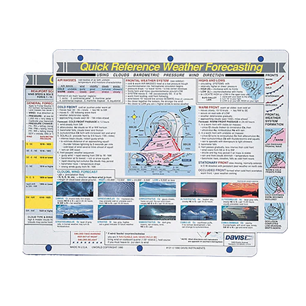 Davis Quick Reference Weather Forecasting Card 131 Main image