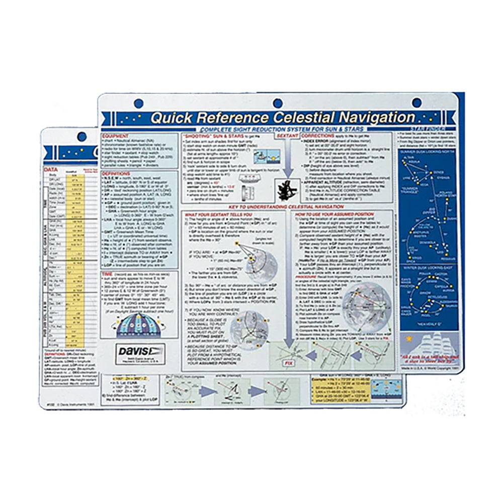 Davis Quick Reference Celestial Navigation Card 132 Main image