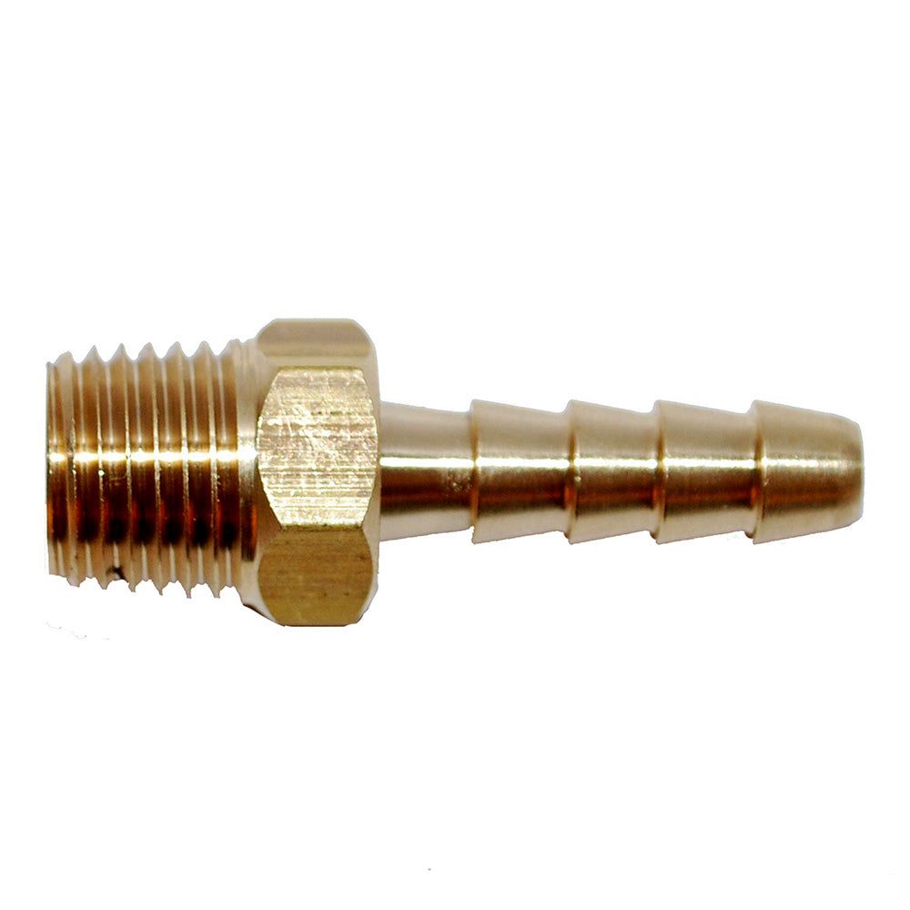 Attwood Universal Brass Fuel Hose Fitting  14 NPT x 38 Barb 145406 Main image