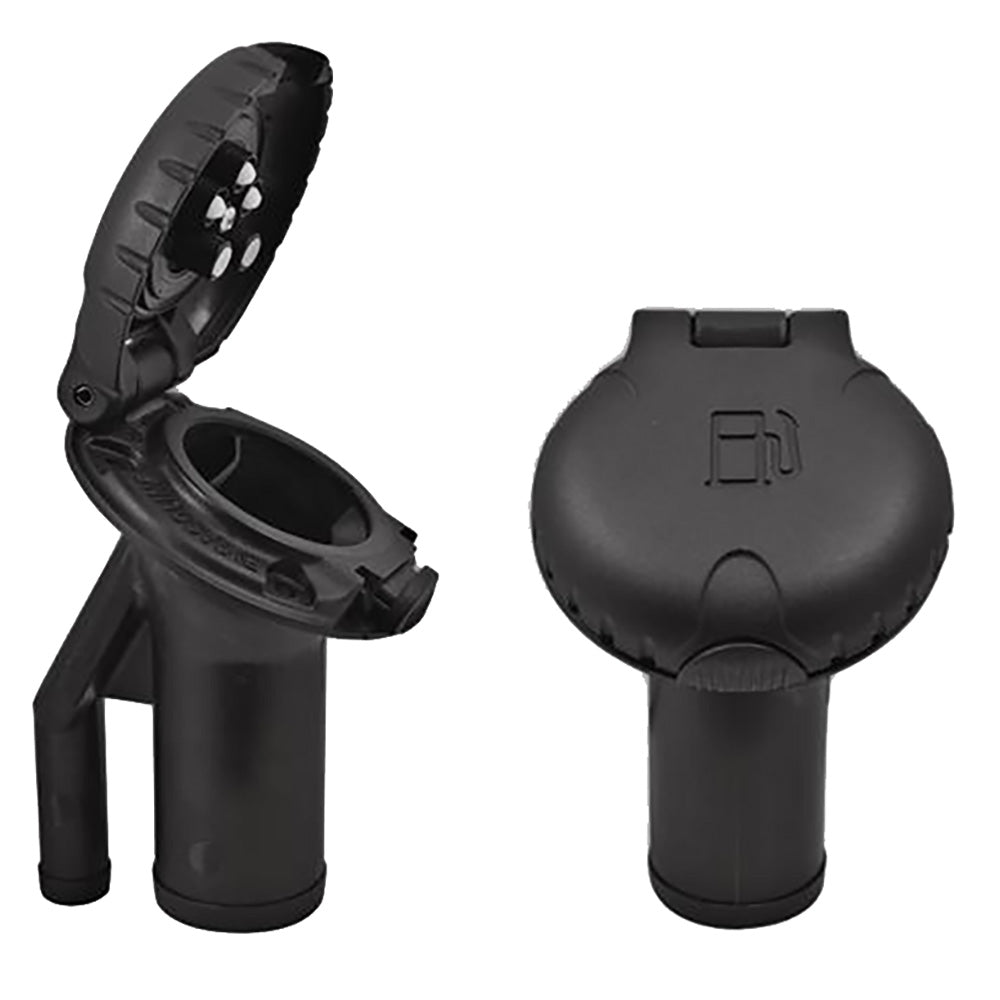 Attwood Deck Fill fPressure Relief Systems  Angled Body  Scalloped Black Plastic Cap 99DFPVAB1S Main image