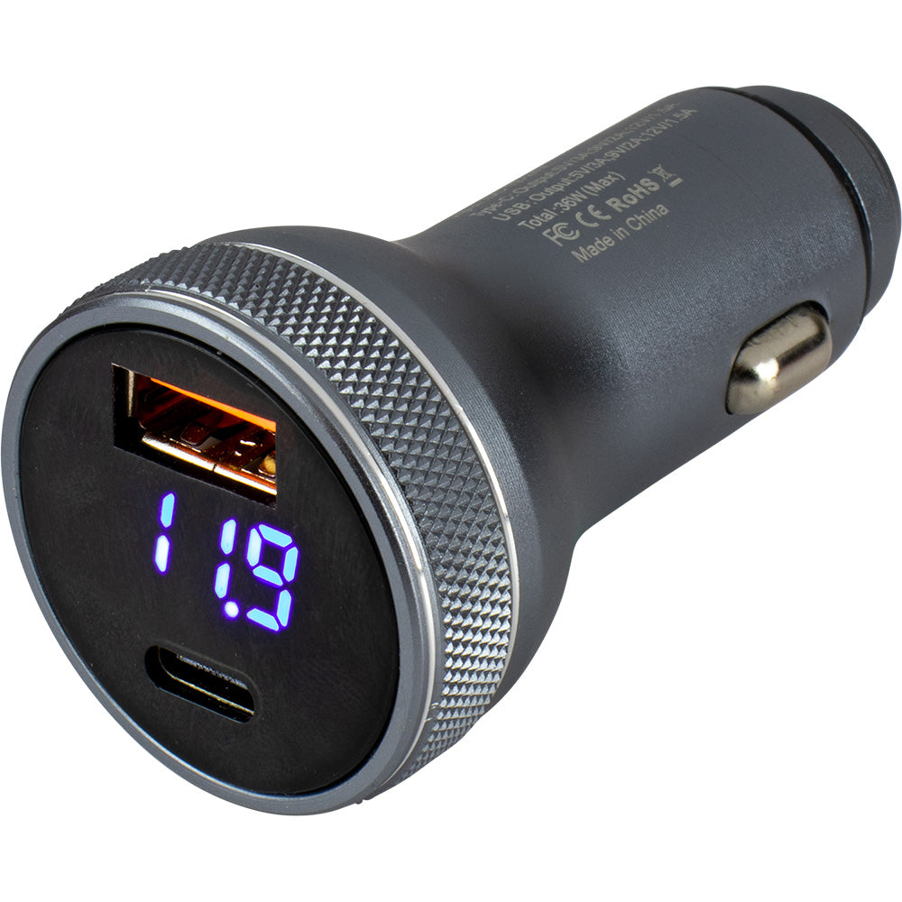 SeaDog Round USB  USBC Power Plug wVoltmeter 4265141 Main image