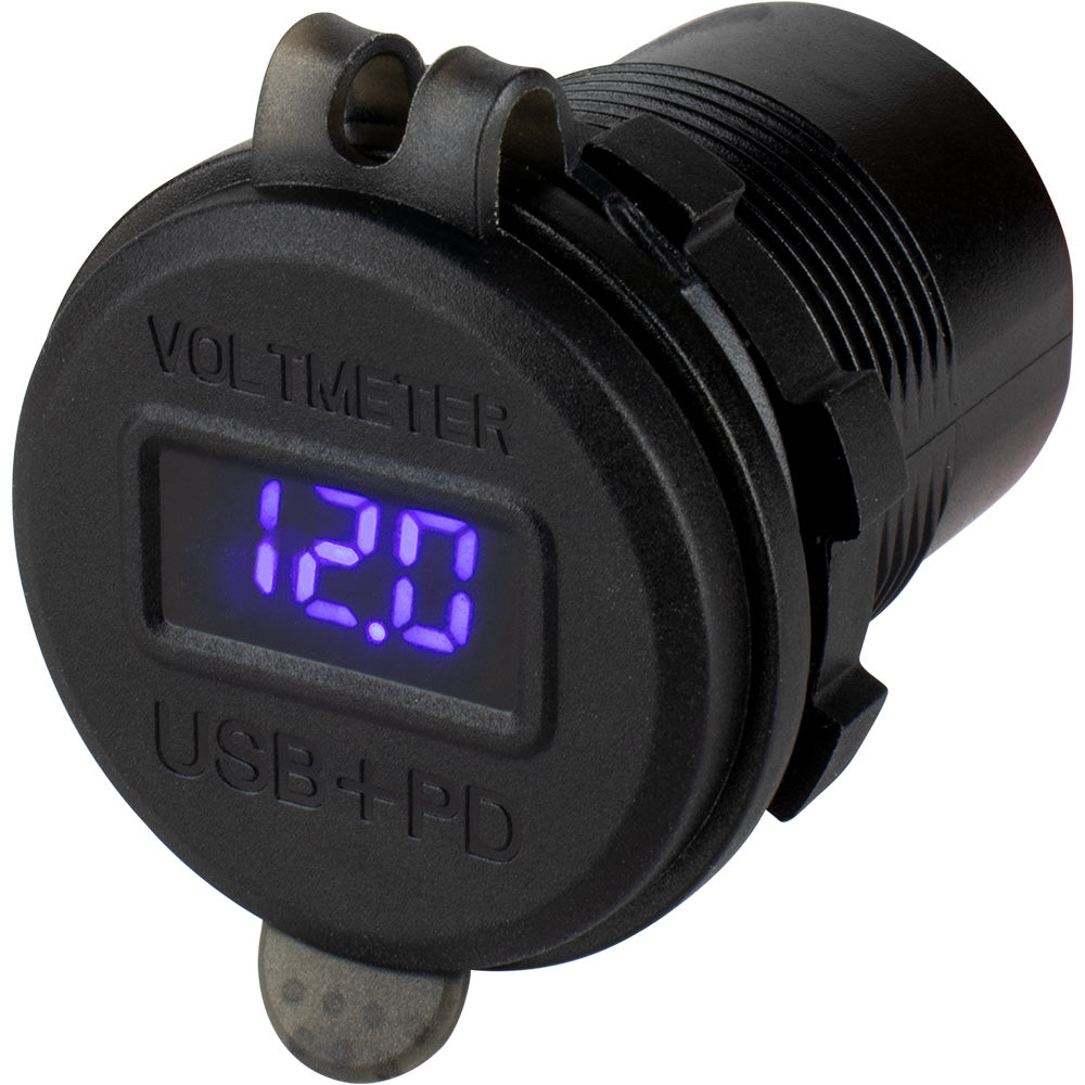 SeaDog Round USB  USBC Power Socket wHidden Voltmeter 4265181