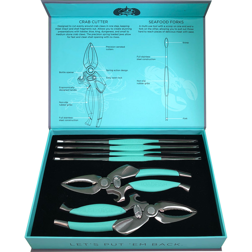 Toadfish CrabLobster Tool Set  2 Shell Cutters  4 Seafood Forks 1022 Main image