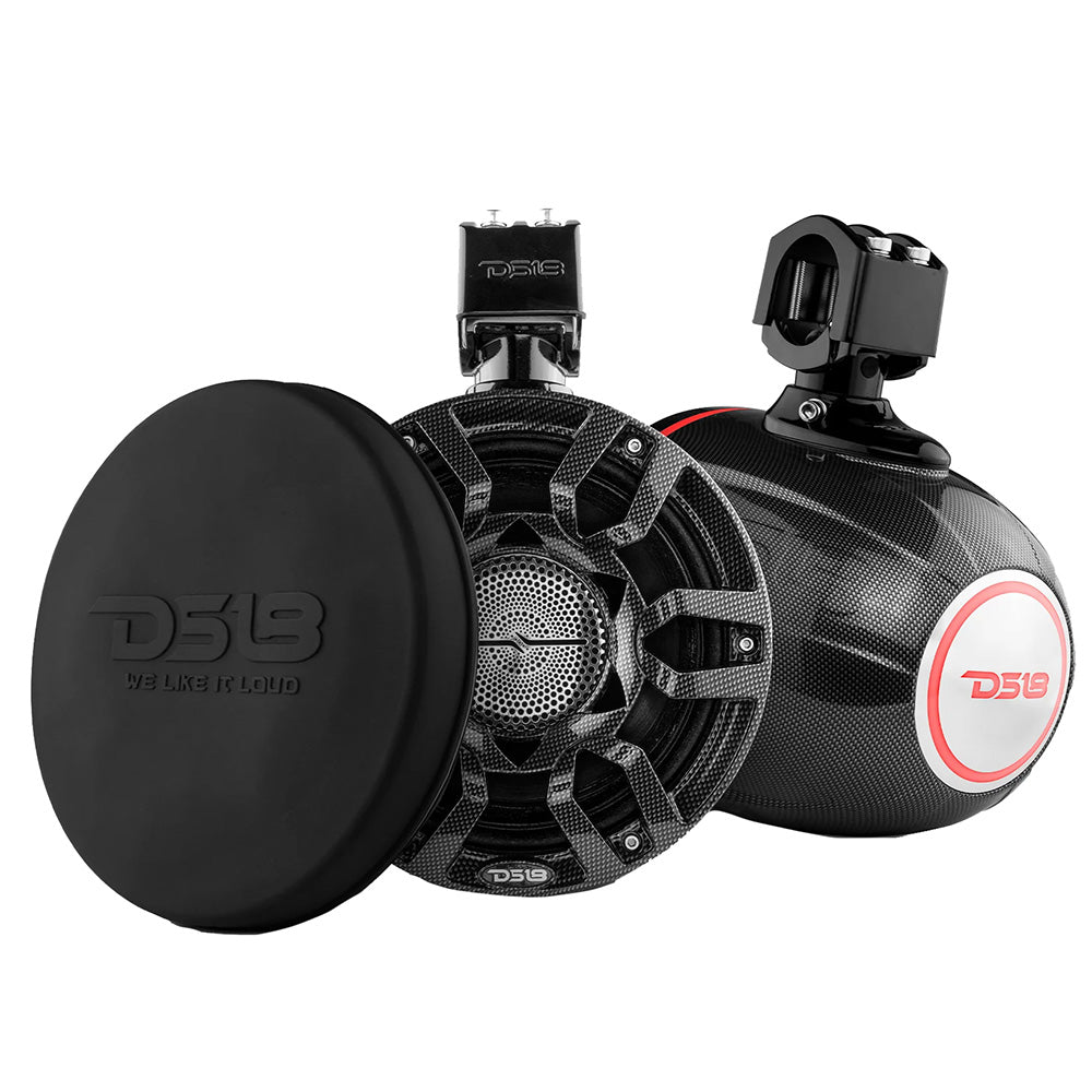DS18 HYDRO 8 Marine Tower Speakers wRGB LED Lights  Pro Audio Loudspeakers  Carbon Fiber CFX8PRO Main image