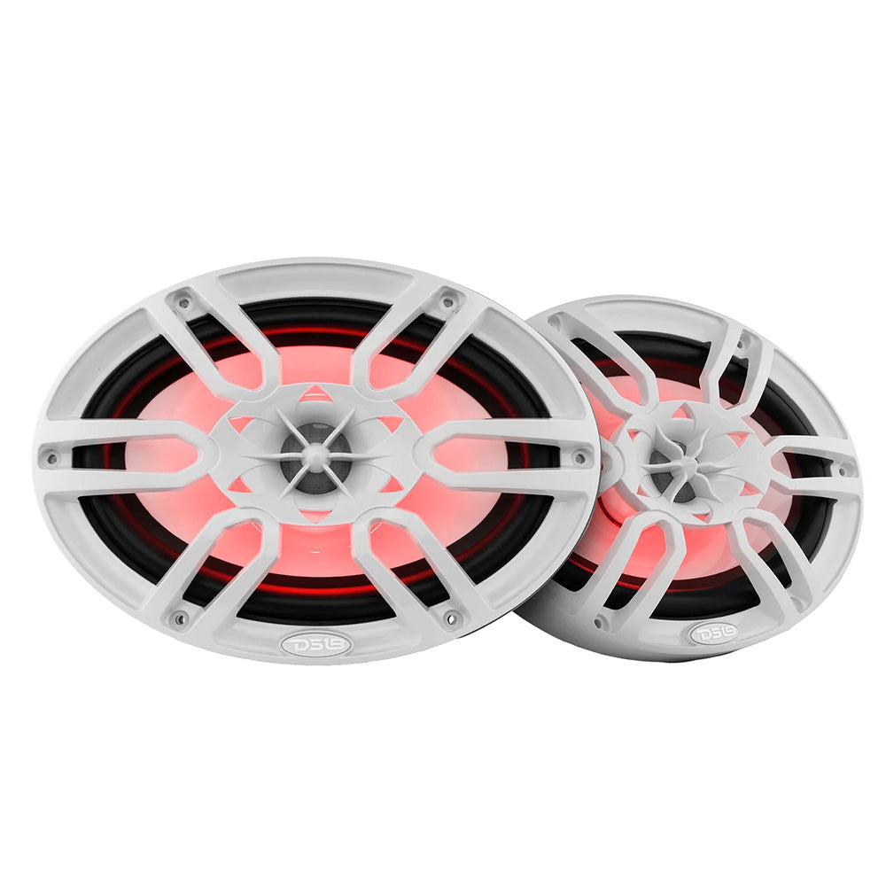 DS18 HYDRO 6 x 9 2Way Marine Speakers wIntegrated RGB LED Lights  375W  White NXL69WH Main image